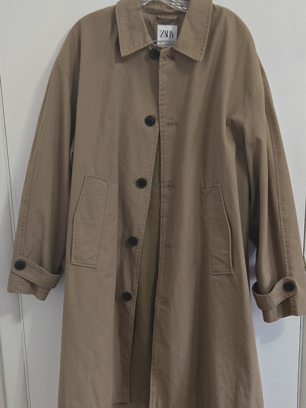 Zara Men's Tan Cotton Trench Coat